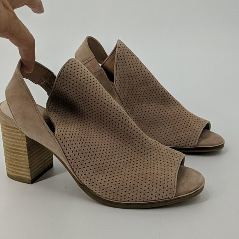 NWT COLE HAAN Peeptoe Slingback Suede Heel Booties
